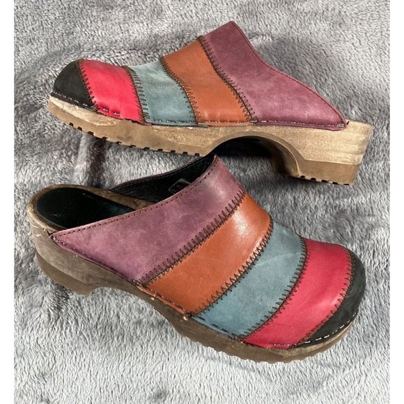 Sanita Clogs Womens EU 37 US 7 Multicolor Colorblock Slip On Mules Comfort Boho - Picture 6 of 9